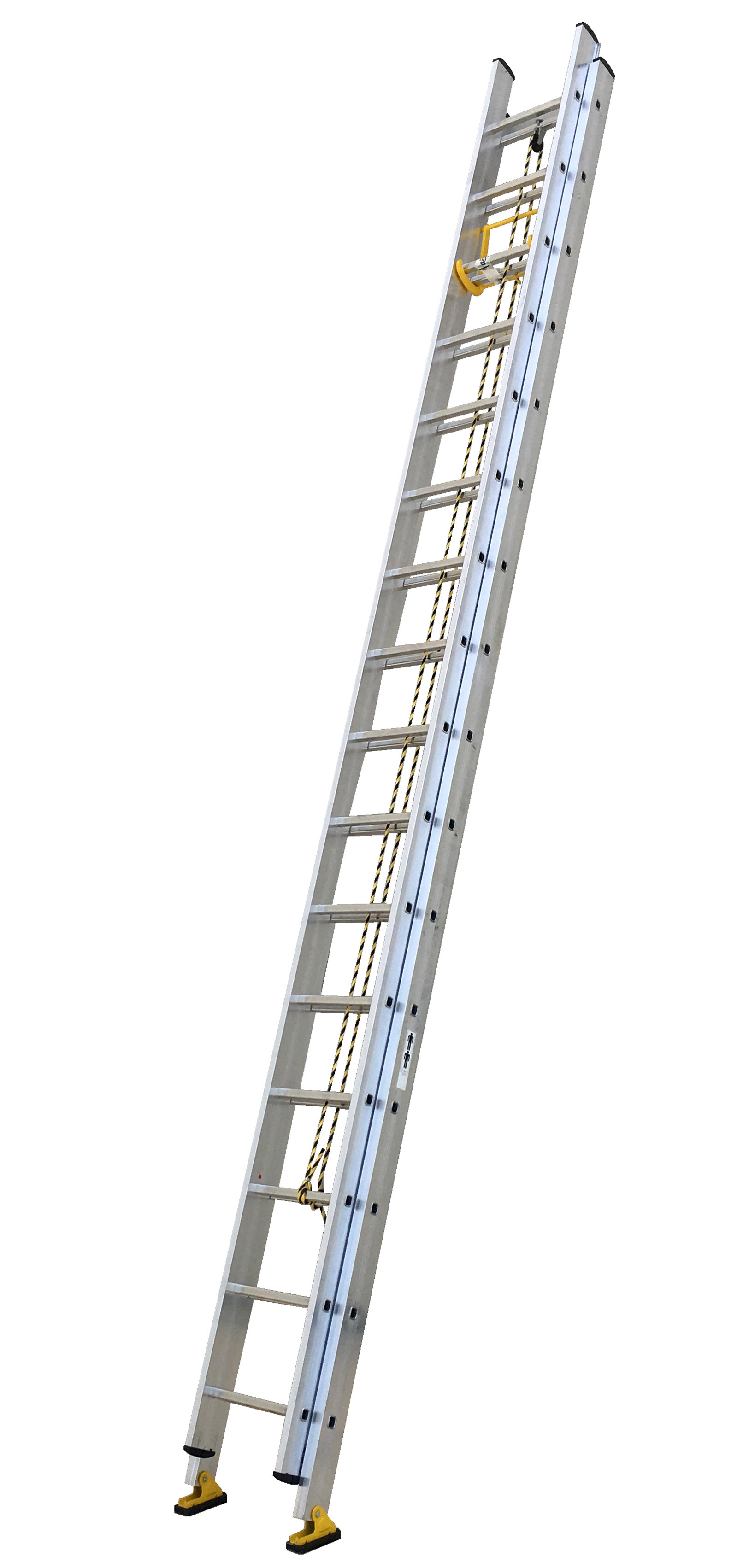 Escalera de aluminio extensible a cuerda para uso en servicio contra incendios